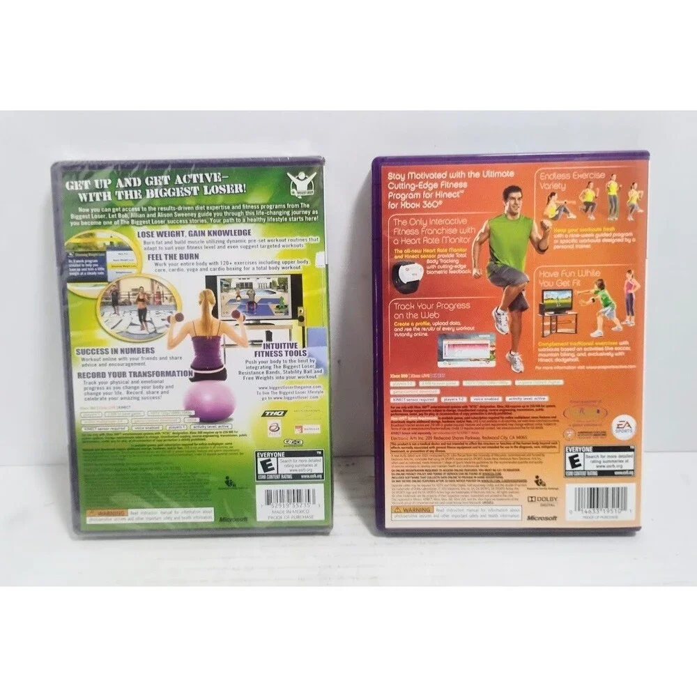 MICROSOFT XBOX 360 KINECT WORKOUT FITNESS LOT BIGGEST LOSER & EA SPORTS ACTIVE 2